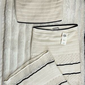 Abercrombie & Fitch Cream and Black crochet matching skirt and top set